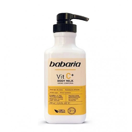 شیر بدن باباریا Babaria حاوی ویتامین سی مناسب انواع پوست حجم 500 میل