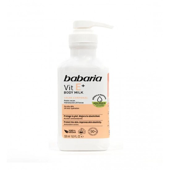 شیر بدن باباریا Babaria حاوی ویتامین E مناسب پوست خشک حجم 500 میل