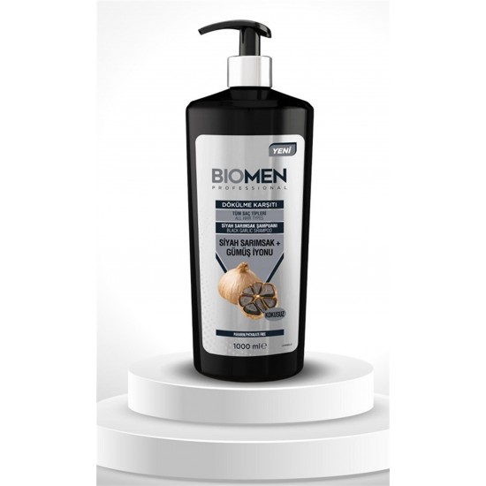 شامپو مردانه ضد ریزش بیومن Biomen حاوی عصاره سیاه سیر مناسب برای تمامی موها حجم 1000 میل