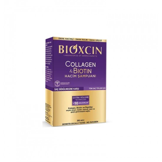 شامپو حجم دهنده و ضد ریزش کلاژن و بیوتین بیوکسین BIOXCIN حجم 300 میل