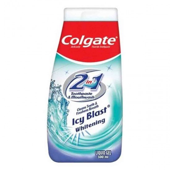 خمیردندان و دهانشویه 2 در 1 سفیدکننده و خنک کننده کلگیت Colgate مدل Icy Blast حجم 100 میل