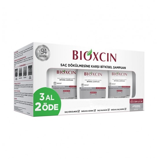 پک 3 عددی شامپو ضد ریزش بیوکسین Bioxcin مناسب موهای خشک و نرمال حجم 300 میل