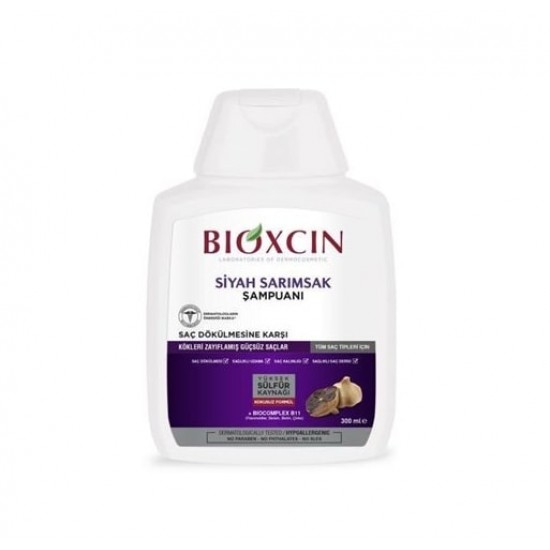 شامپو ضد ریزش بیوکسین Bioxcin عصاره سیر سیاه مناسب تمام موها حجم 300 میل