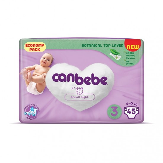 پوشک بچه جان ب ب Canbebeb سایز 3 بسته 45 عددی