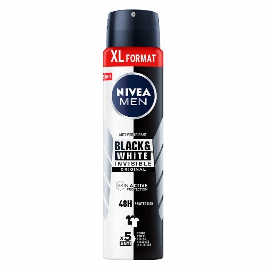  اسپری ضد تعریق نیوا Nivea مردانه مدل Black White Invisible Orginal حجم 200 میل