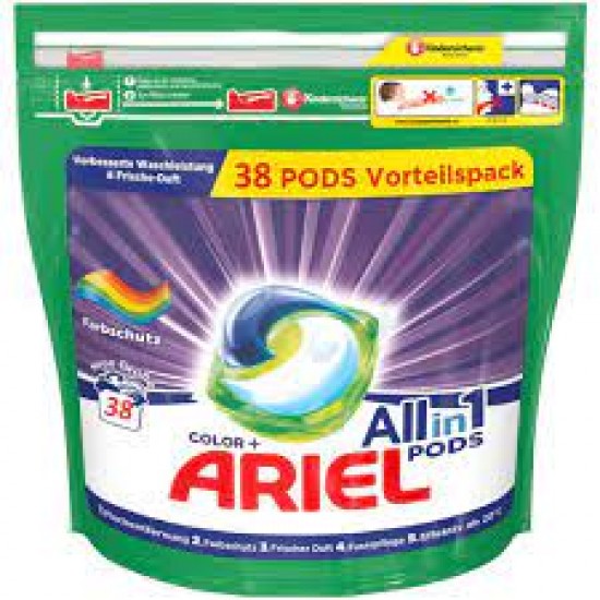 قرص ژله ای لباسشویی آریل 3 کاره مدل  Ariel 3in1 pods Active بسته 38 عددی